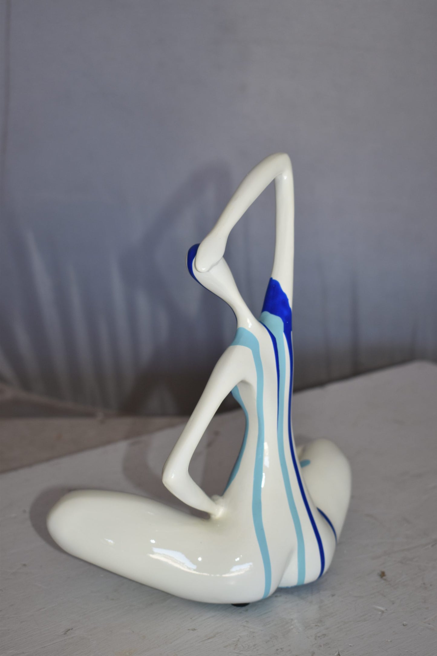 Modern Art Ballet Dancer White with Paint Drops Resin Statue 9" x 5" x 10"H