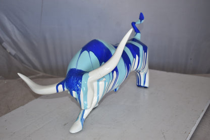 Modern Art White Bull with Paint Drops Resin Statue Size: 17" x 14" x 10"H