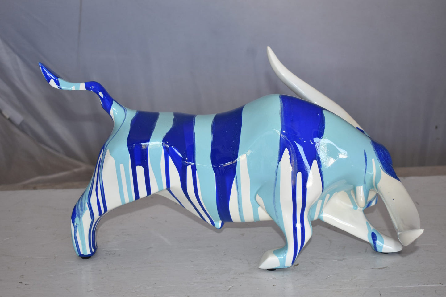 Modern Art White Bull with Paint Drops Resin Statue Size: 17" x 14" x 10"H
