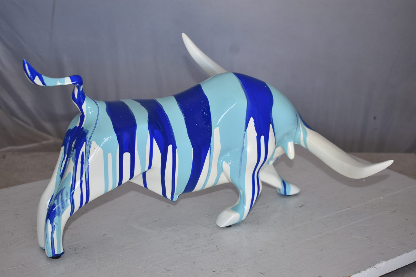 Modern Art White Bull with Paint Drops Resin Statue Size: 17" x 14" x 10"H