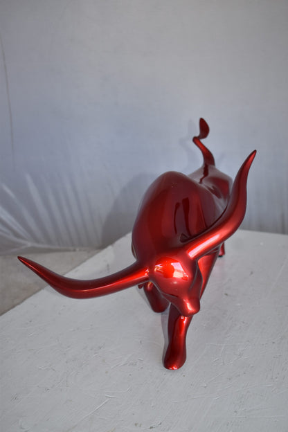 Modern Art of a Red Bull Made of Resin Statue Size: 17" x 14" x 10"H