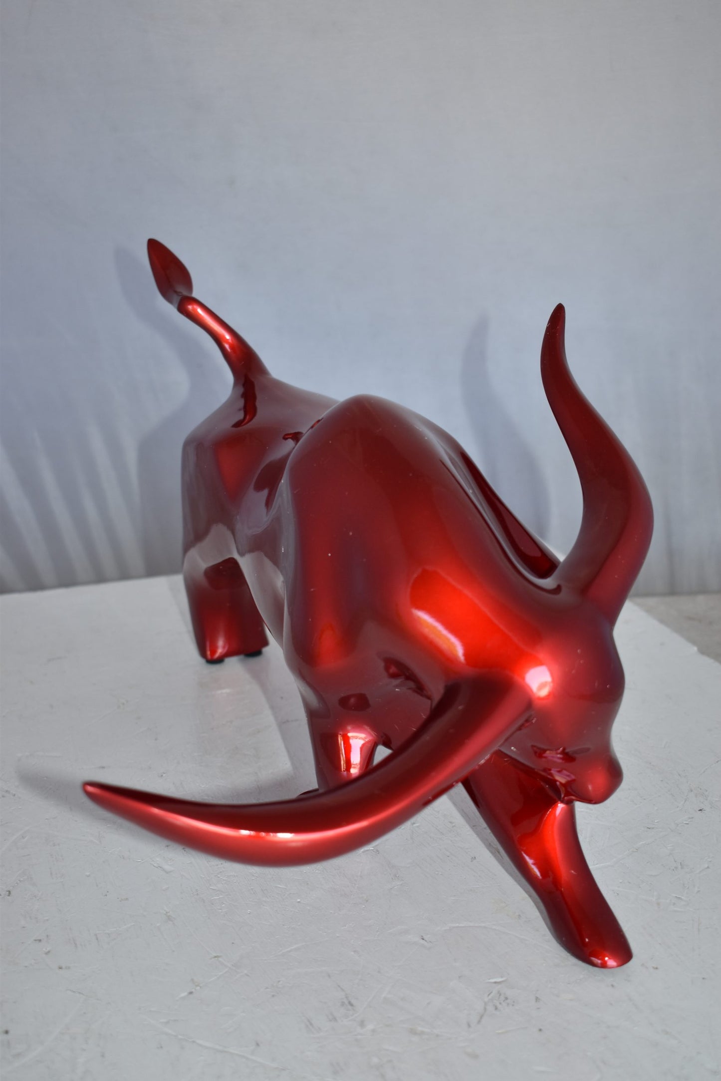 Modern Art of a Red Bull Made of Resin Statue Size: 17" x 14" x 10"H