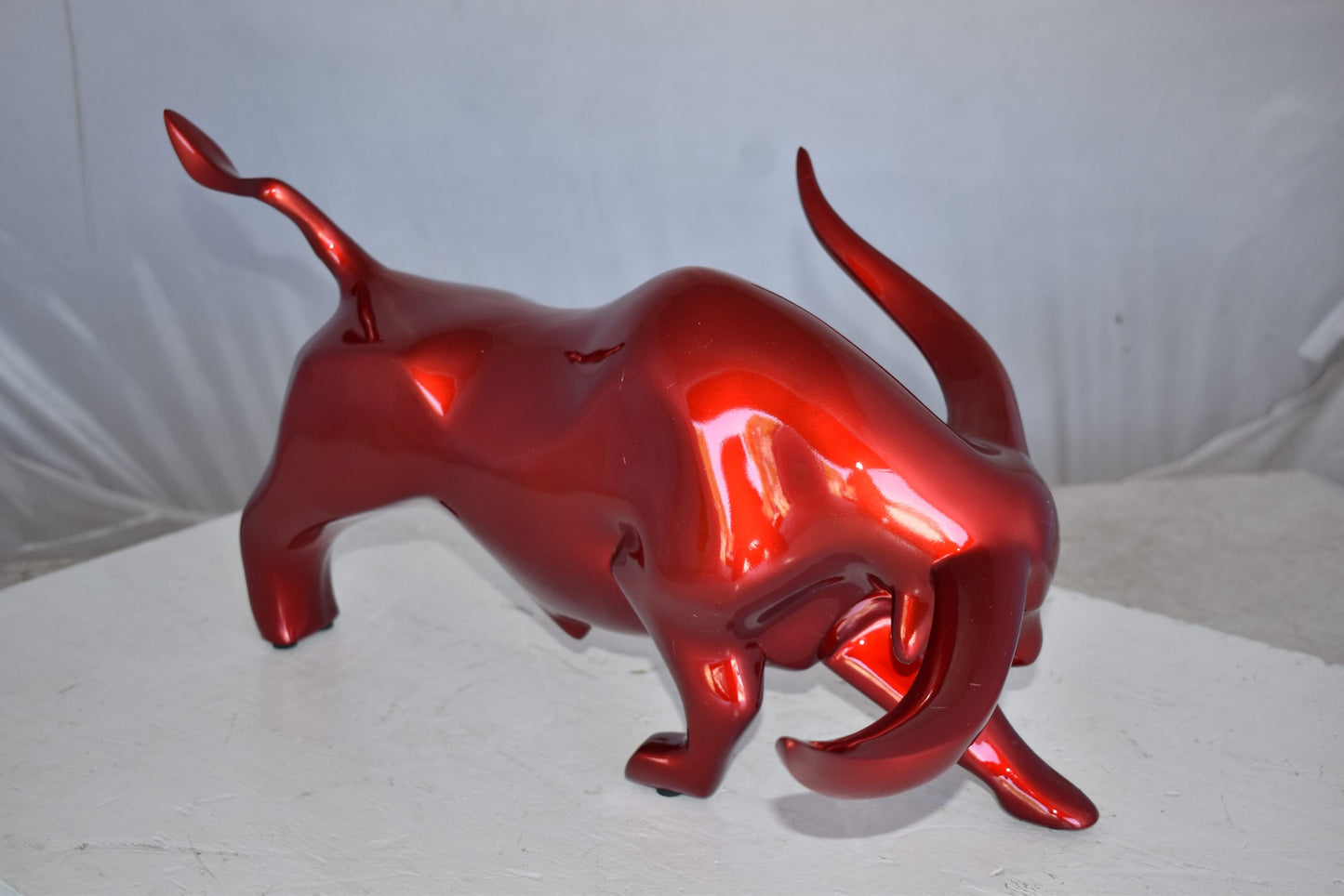 Modern Art of a Red Bull Made of Resin Statue Size: 17" x 14" x 10"H