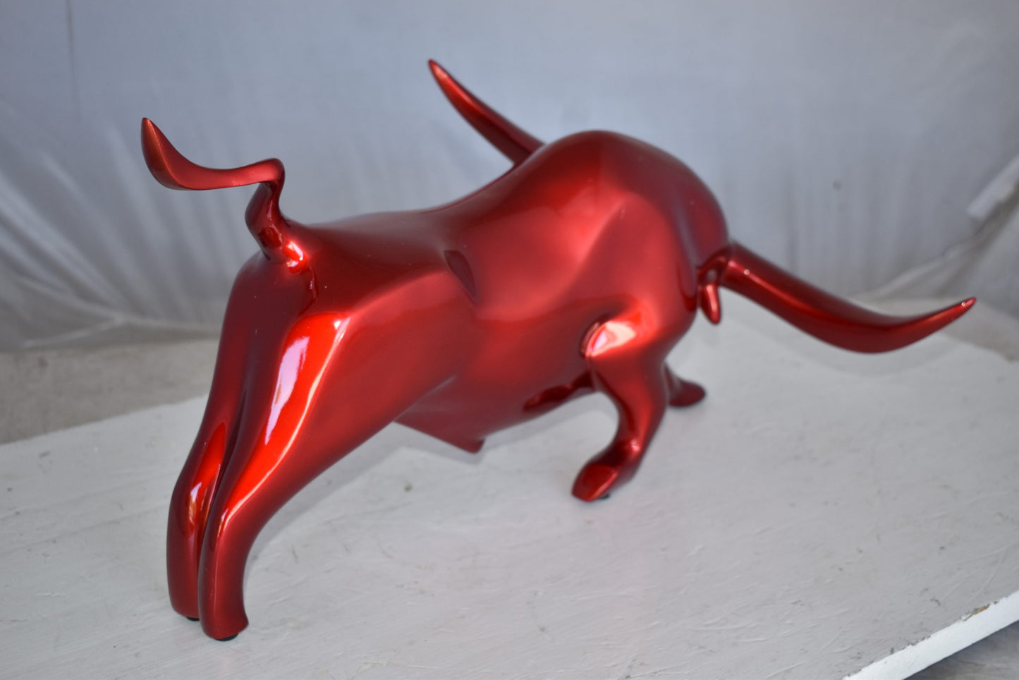 Modern Art of a Red Bull Made of Resin Statue Size: 17" x 14" x 10"H