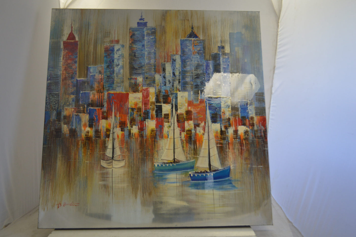 City - Painting on Canvas by Aron Z. -  Size: 39"L x 39"W