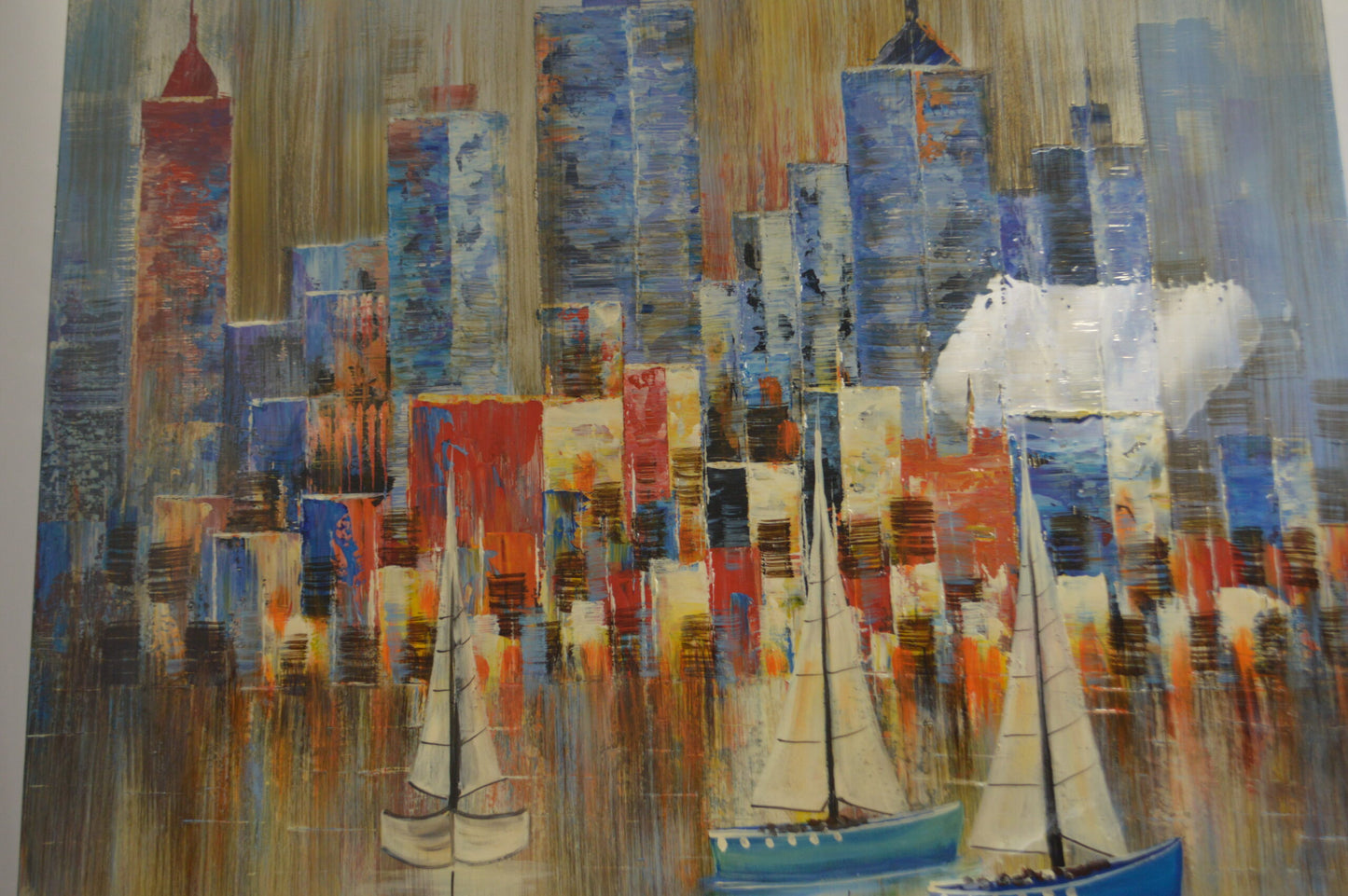 City - Painting on Canvas by Aron Z. -  Size: 39"L x 39"W