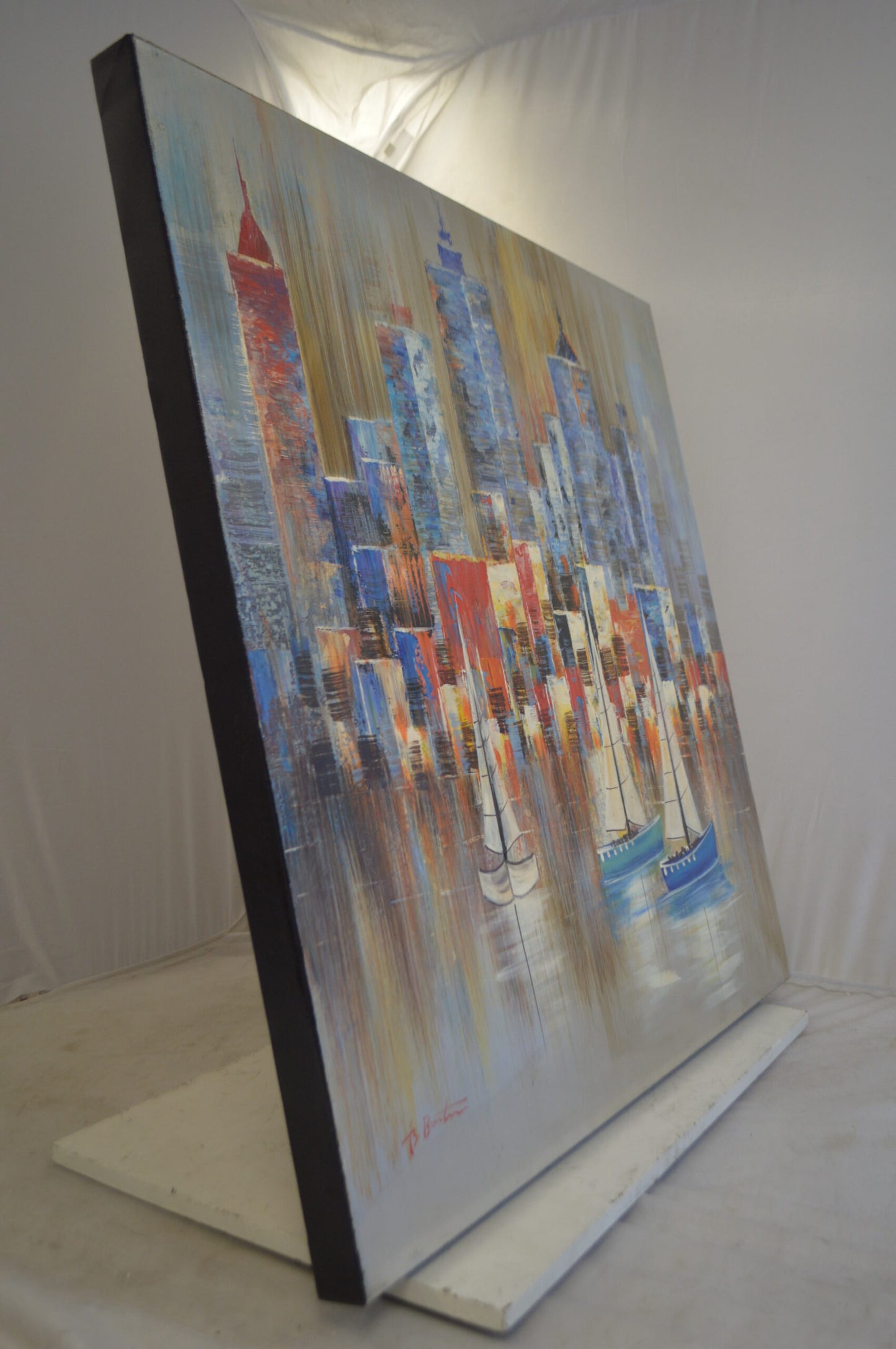 City - Painting on Canvas by Aron Z. -  Size: 39"L x 39"W