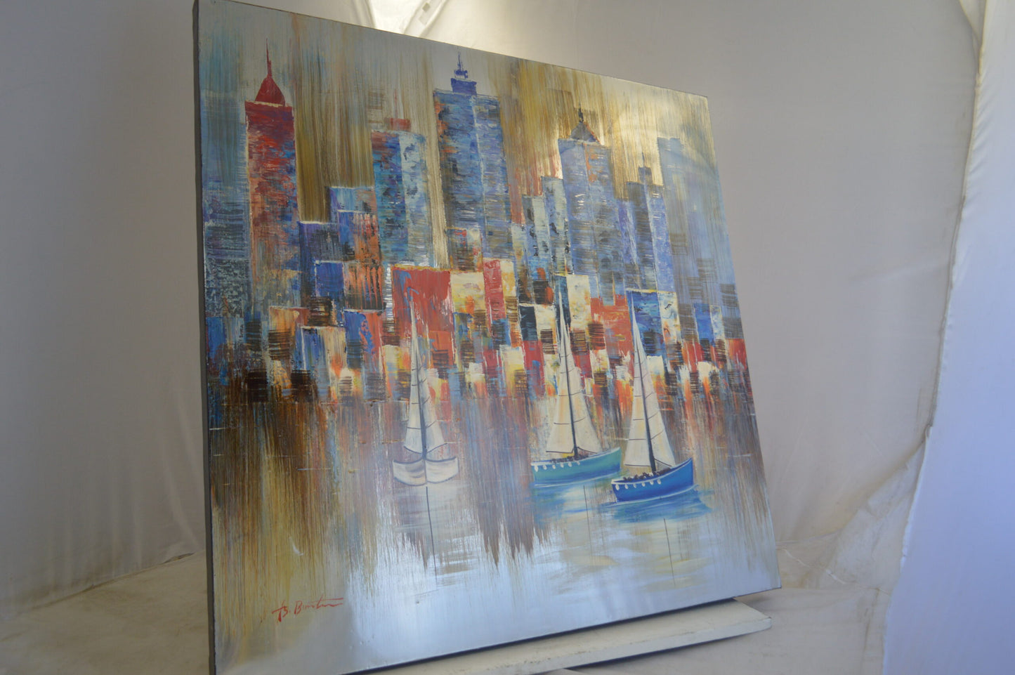City - Painting on Canvas by Aron Z. -  Size: 39"L x 39"W