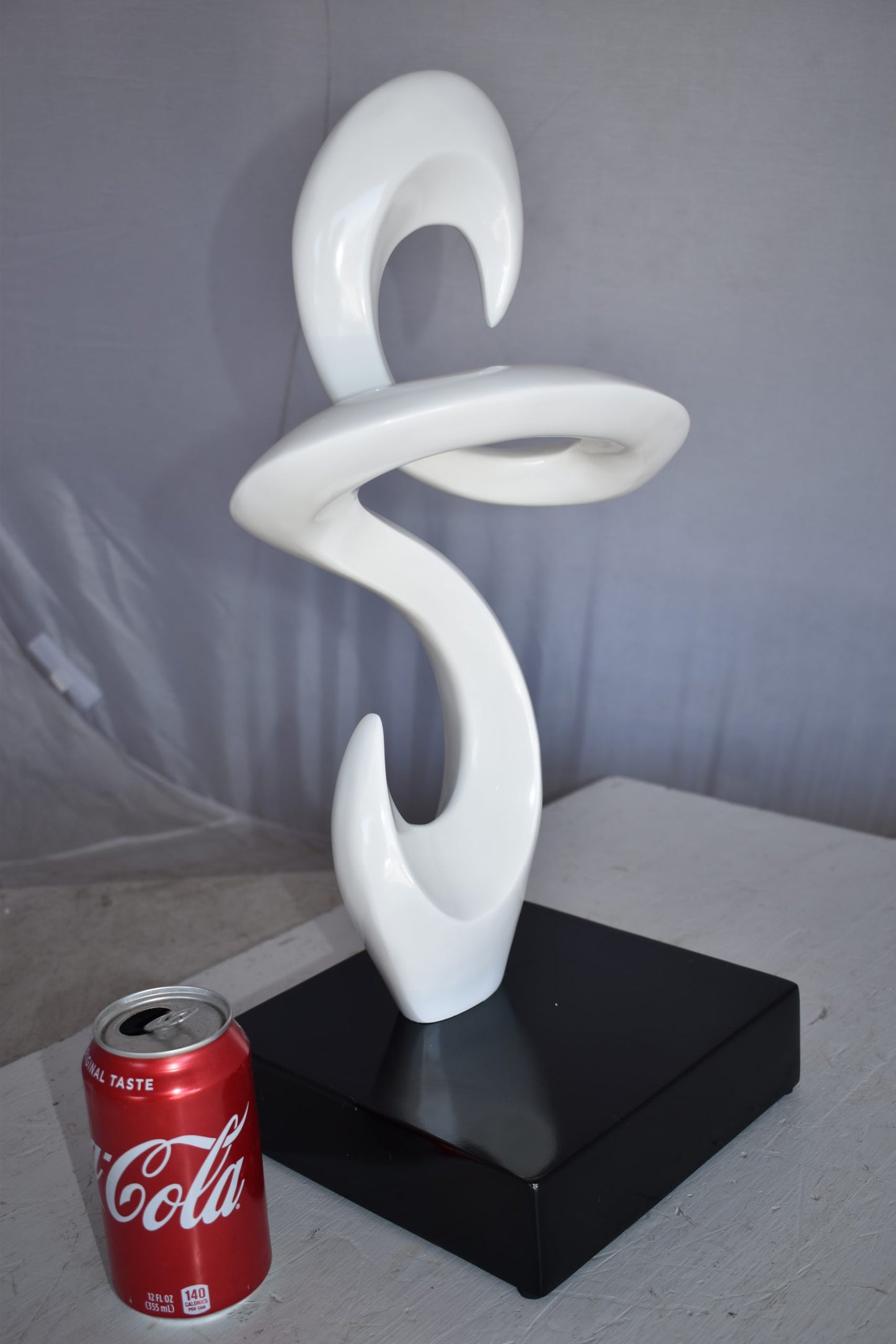 Modern Art White Abstract Sculpture Made of Resin on A Base 10" x 8" x 19"H