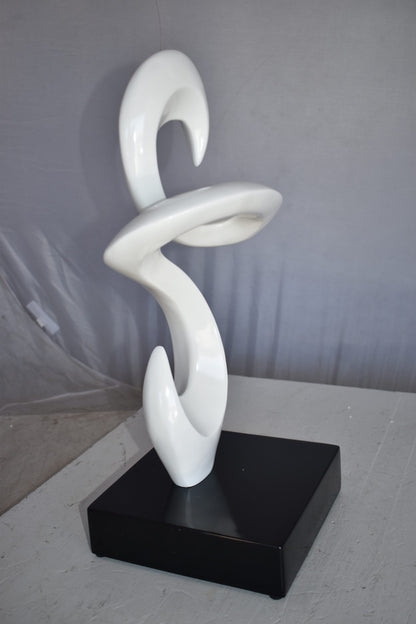 Modern Art White Abstract Sculpture Made of Resin on A Base 10" x 8" x 19"H