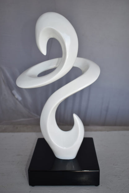 Modern Art White Abstract Sculpture Made of Resin on A Base 10" x 8" x 19"H