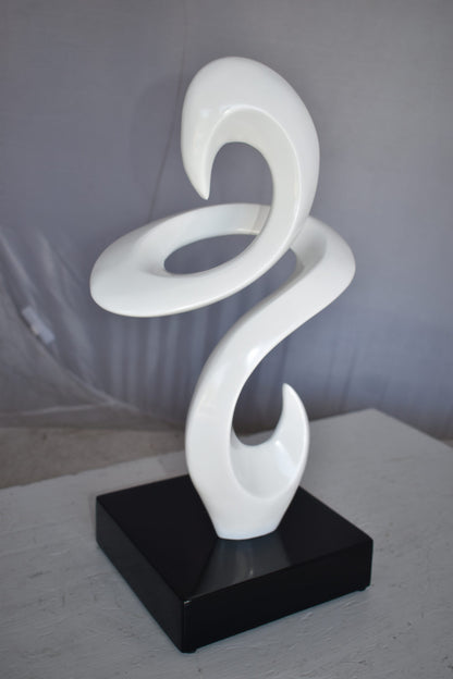 Modern Art White Abstract Sculpture Made of Resin on A Base 10" x 8" x 19"H