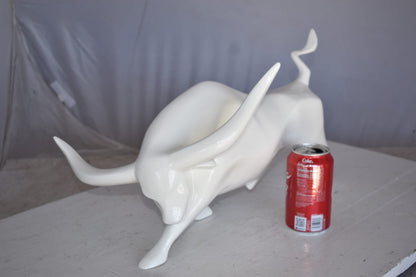 Modern Art of a White Bull Made of Resin Statue Size: 17" x 14" x 10"H