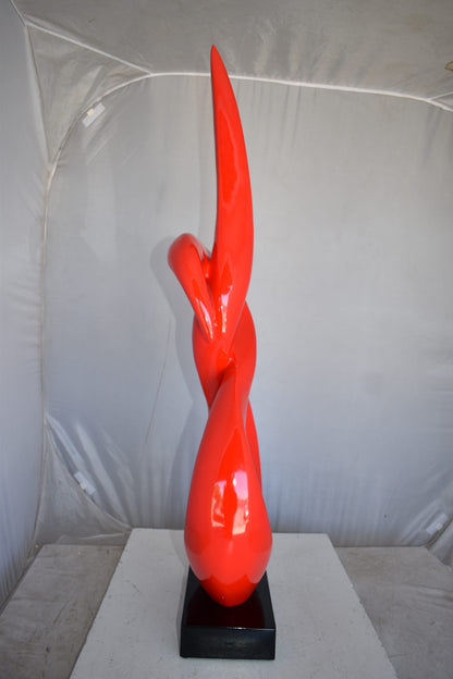Modern Art Red Eternity Sculpture Made of Resin on A Base Size: 13" x 7" x 42"H
