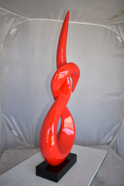 Modern Art Red Eternity Sculpture Made of Resin on A Base Size: 13" x 7" x 42"H