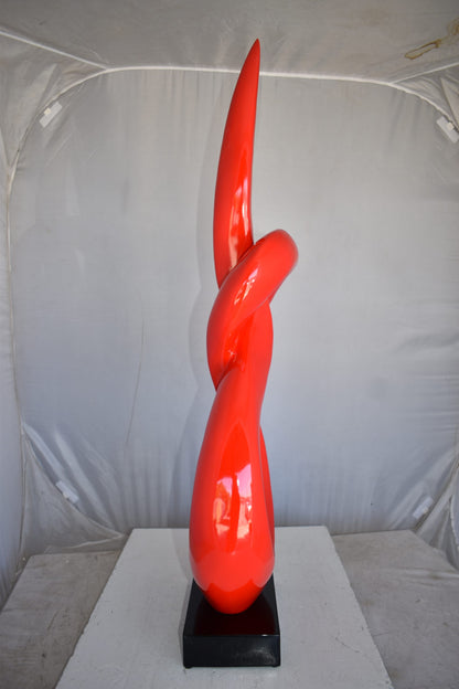 Modern Art Red Eternity Sculpture Made of Resin on A Base Size: 13" x 7" x 42"H