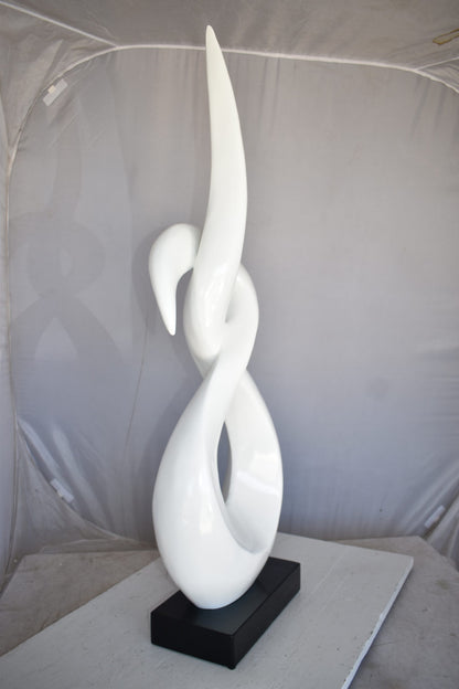 Modern Art White Eternity Sculpture Made of Resin on A Base 13" x 7" x 42"H