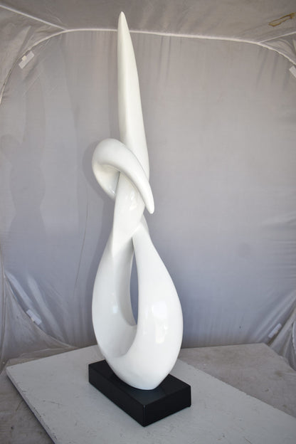 Modern Art White Eternity Sculpture Made of Resin on A Base 13" x 7" x 42"H