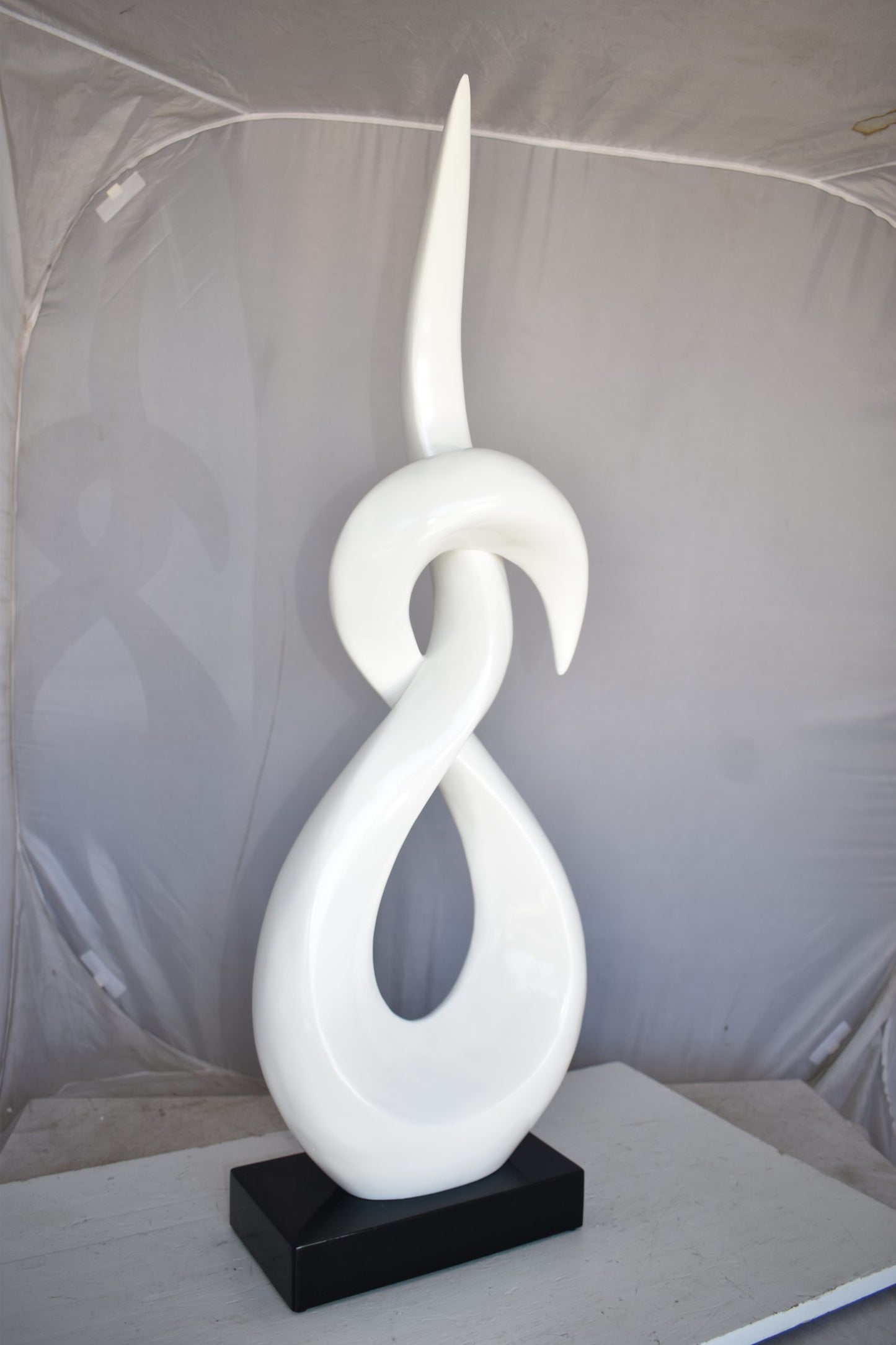 Modern Art White Eternity Sculpture Made of Resin on A Base 13" x 7" x 42"H