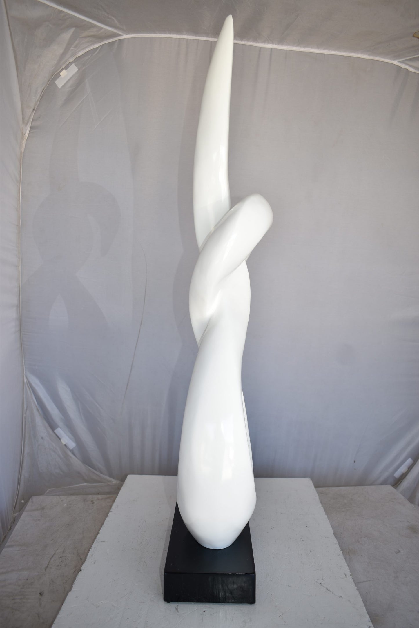 Modern Art White Eternity Sculpture Made of Resin on A Base 13" x 7" x 42"H