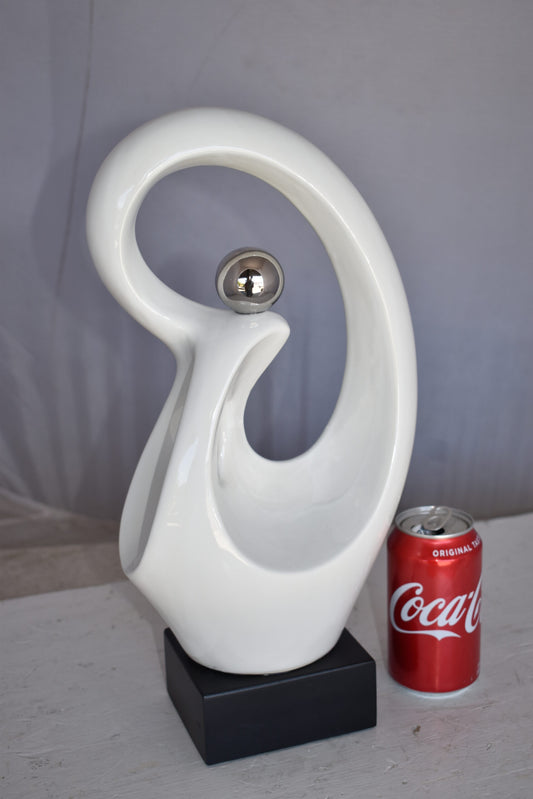 Modern Art Ceramic Abstract Silver and White Colors Size: 9" x 6" x 16"H
