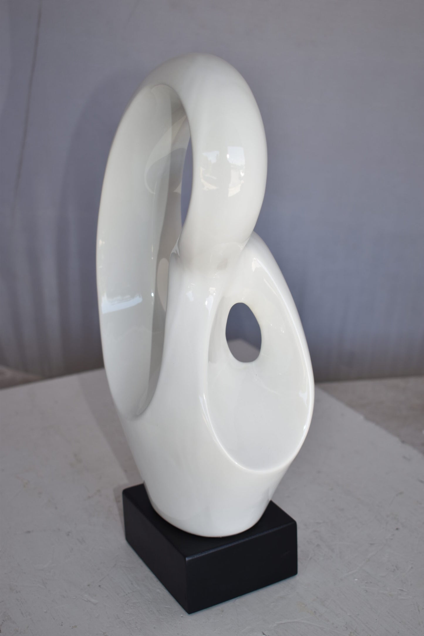 Modern Art Ceramic Abstract Silver and White Colors Size: 9" x 6" x 16"H