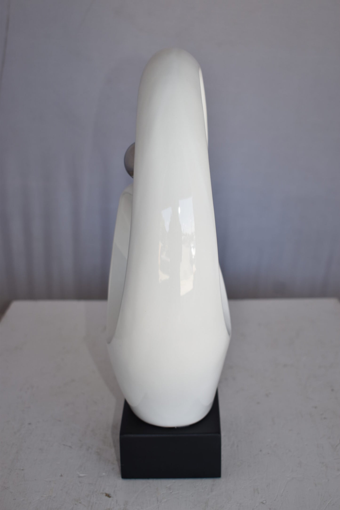 Modern Art Ceramic Abstract Silver and White Colors Size: 9" x 6" x 16"H