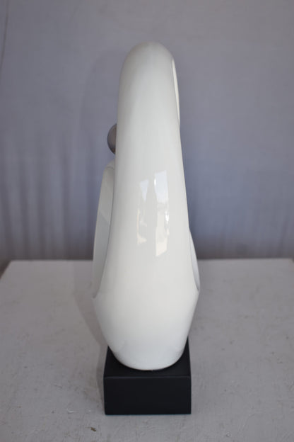 Modern Art Ceramic Abstract Silver and White Colors Size: 9" x 6" x 16"H
