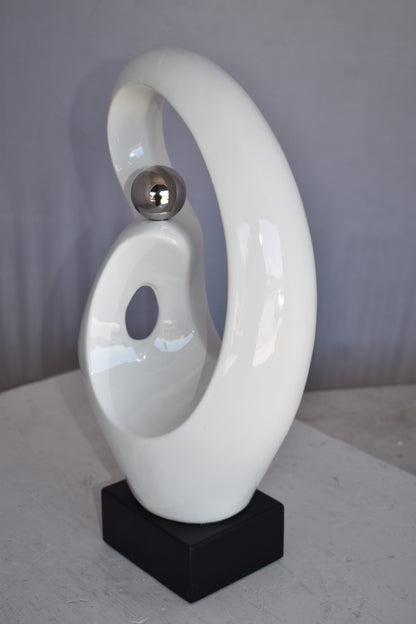 Modern Art Ceramic Abstract Silver and White Colors Size: 9" x 6" x 16"H