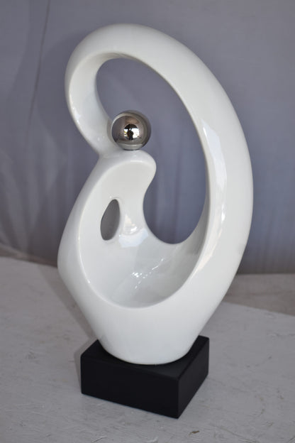 Modern Art Ceramic Abstract Silver and White Colors Size: 9" x 6" x 16"H