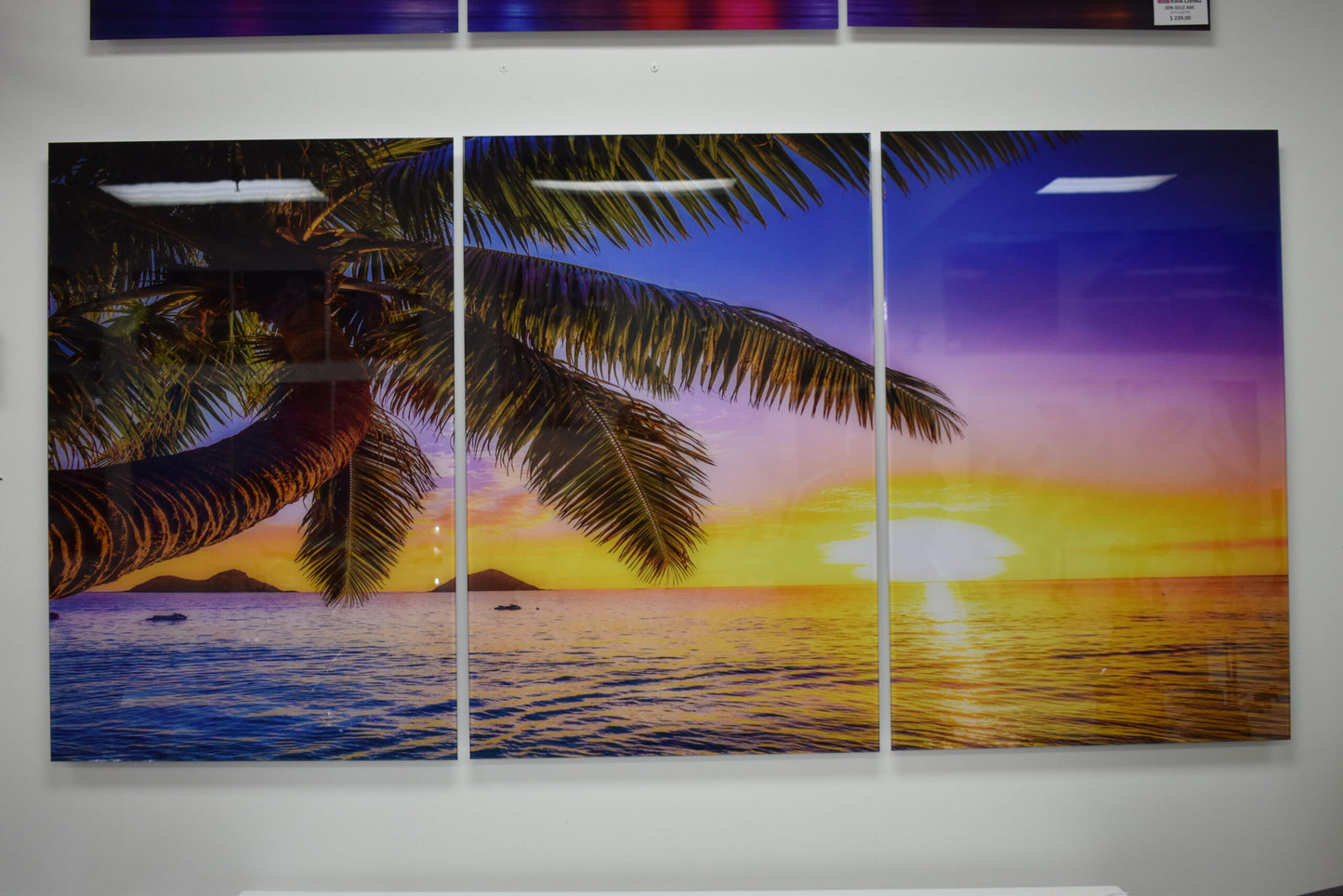 Tropical Sunrise Picture on A Large Three-Piece Acrylic Size: 1" x 78" x 39"H