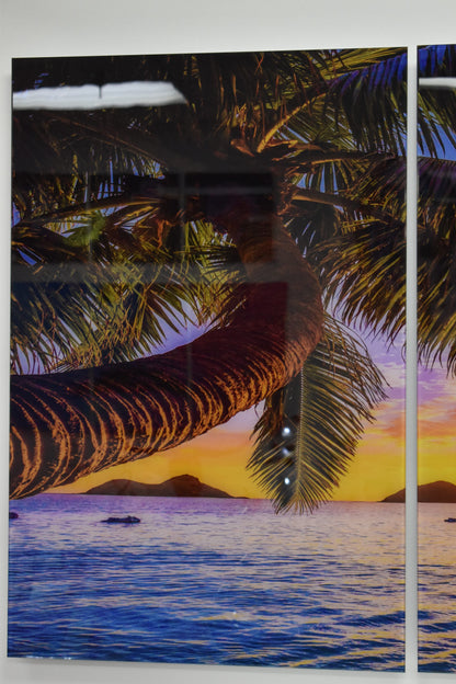 Tropical Sunrise Picture on A Large Three-Piece Acrylic Size: 1" x 78" x 39"H
