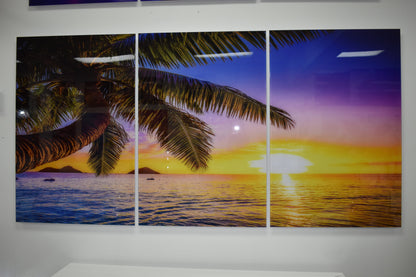 Tropical Sunrise Picture on A Large Three-Piece Acrylic Size: 1" x 78" x 39"H