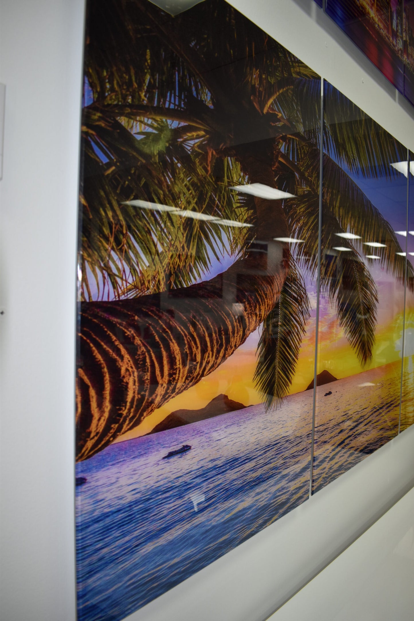 Tropical Sunrise Picture on A Large Three-Piece Acrylic Size: 1" x 78" x 39"H