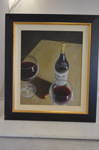 Wine Buttle and Glasses Painting by unknown -  Size: 29"L x 34"W