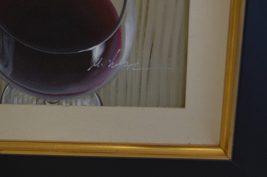 Wine Buttle and Glasses Painting by unknown -  Size: 29"L x 34"W