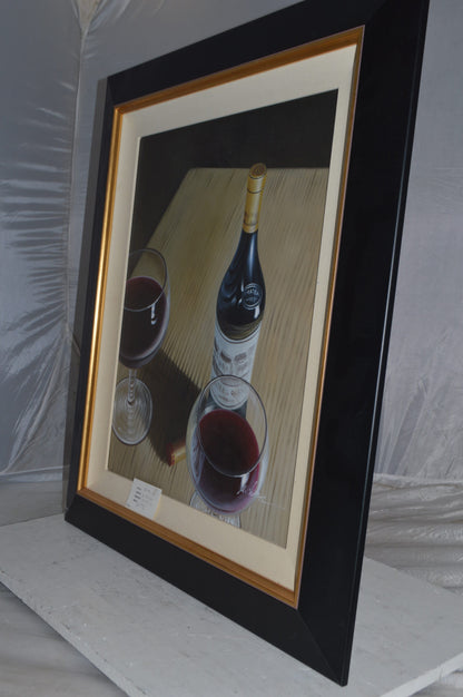 Wine Buttle and Glasses Painting by unknown -  Size: 29"L x 34"W