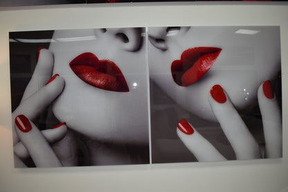 Two-Piece Modern Acrylic Painting of a Sensual Composition 1" x 78" x 39"H