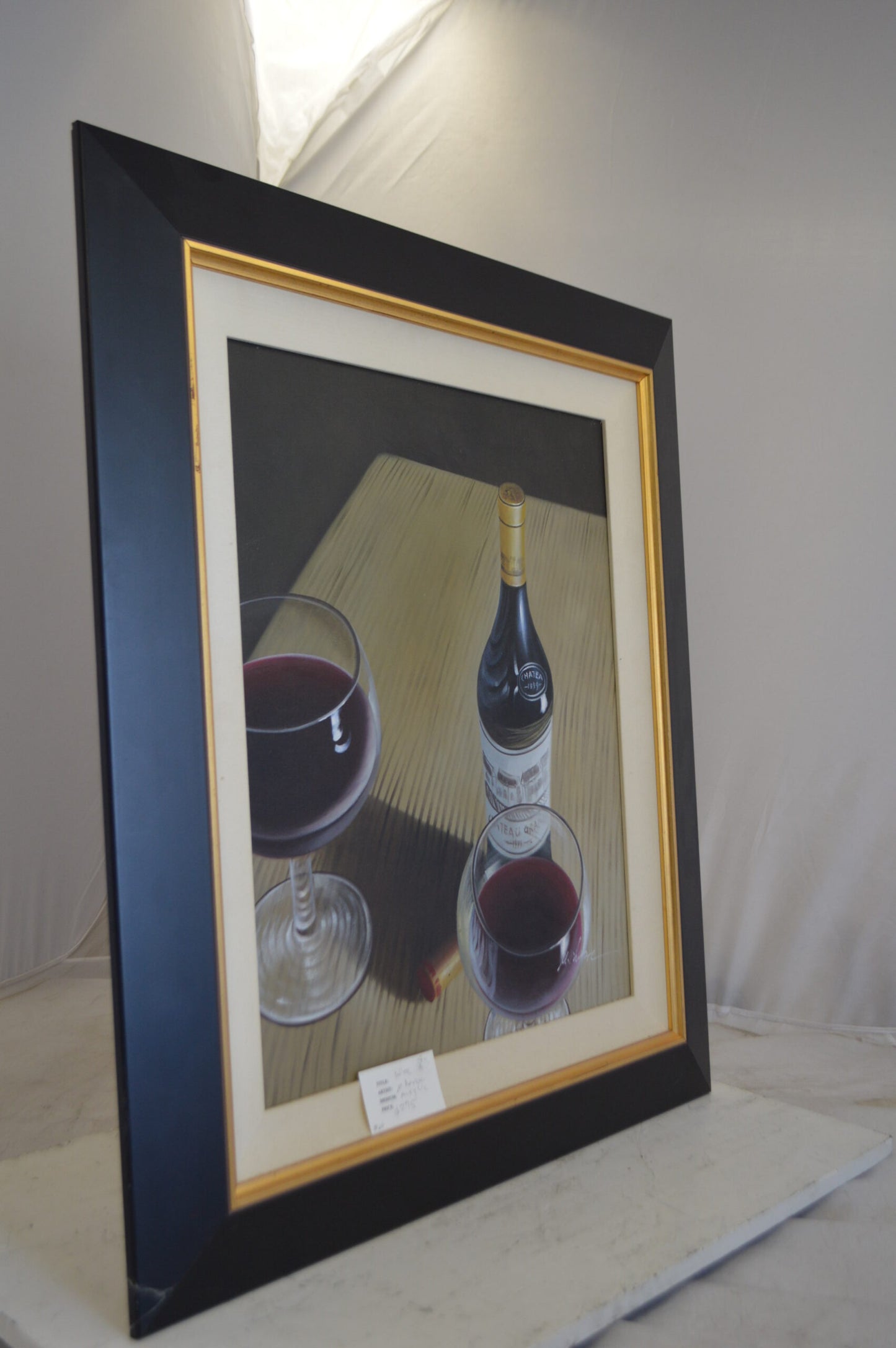 Wine Buttle and Glasses Painting by unknown -  Size: 29"L x 34"W