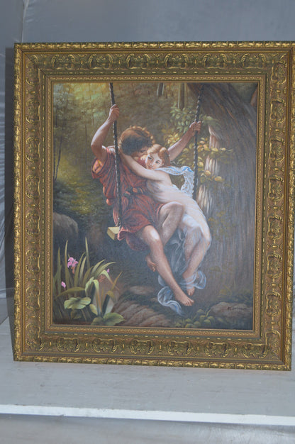 Lovers on a Swing  by D. Swinson -  Size: 26"L x 31"W