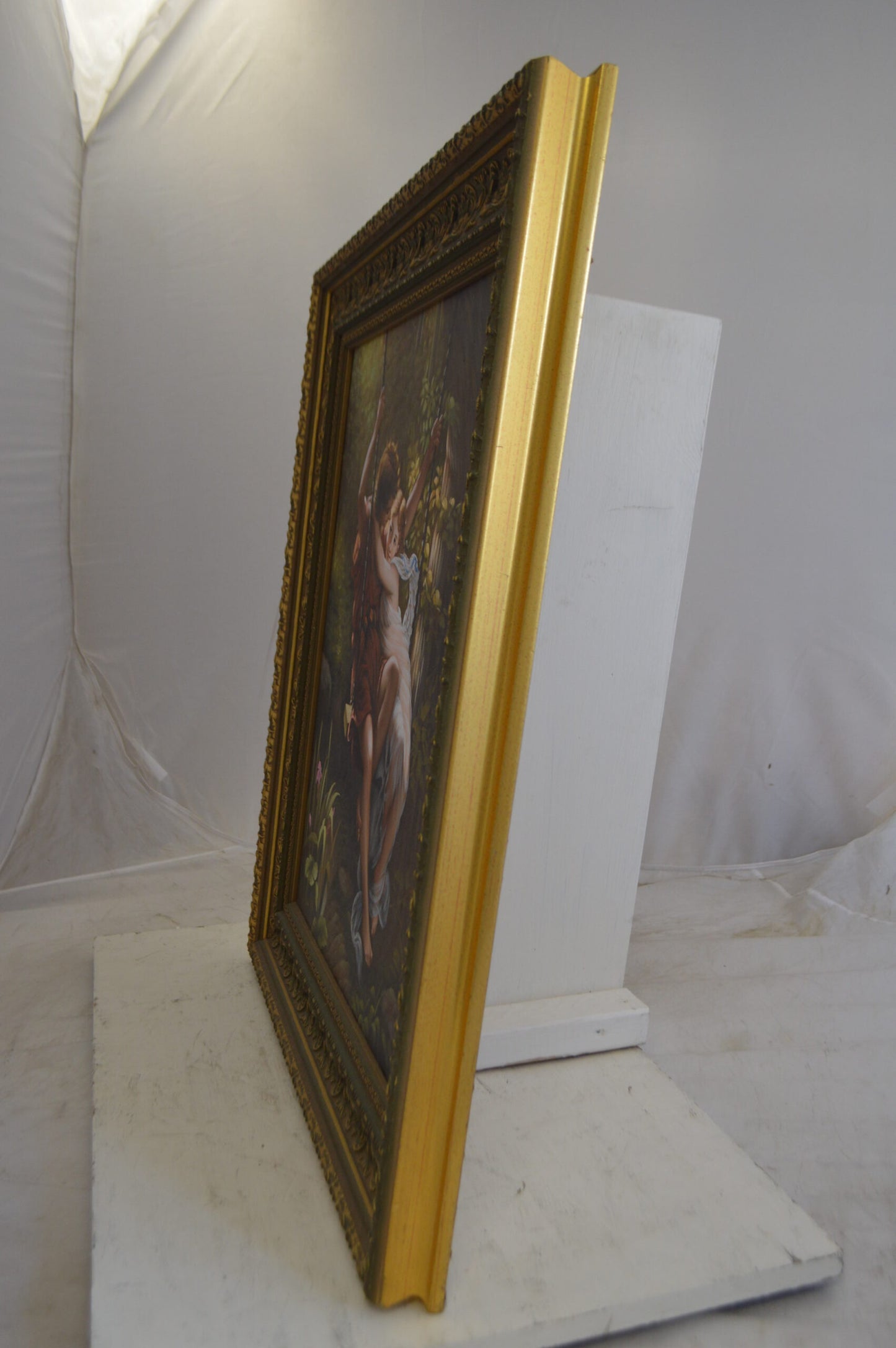 Lovers on a Swing  by D. Swinson -  Size: 26"L x 31"W