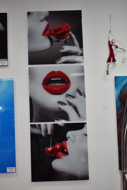 Three-Piece Modern Acrylic Painting of a Sensual Composition 1" x 72" x 23"H