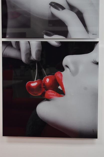 Three-Piece Modern Acrylic Painting of a Sensual Composition 1" x 72" x 23"H