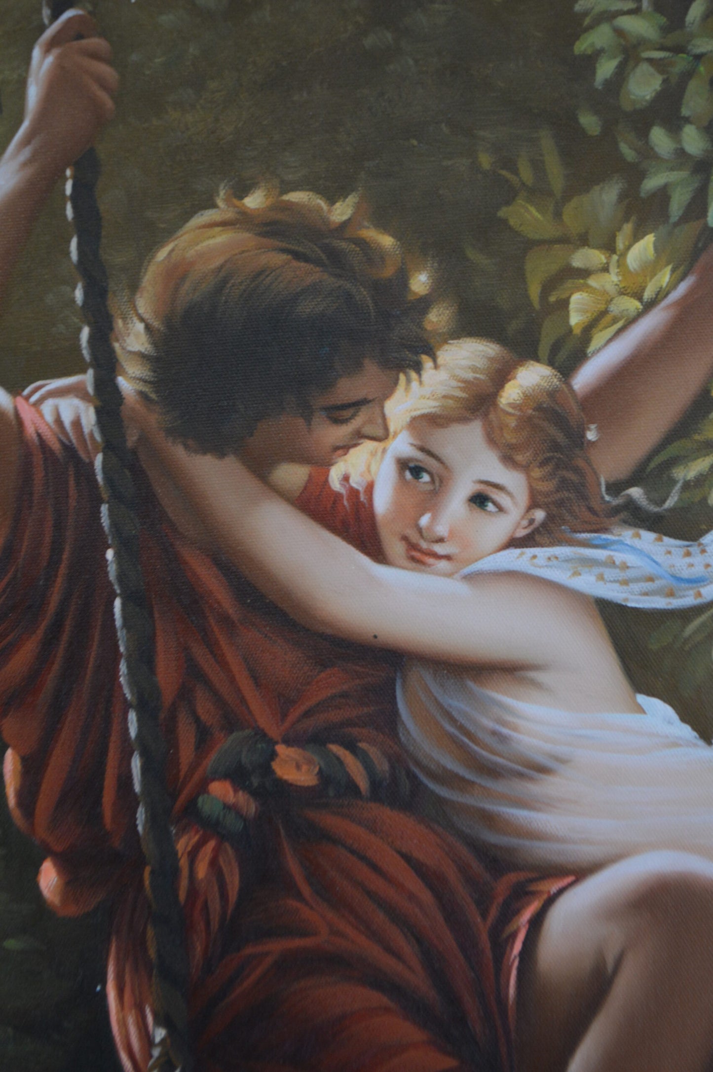 Lovers on a Swing  by D. Swinson -  Size: 26"L x 31"W