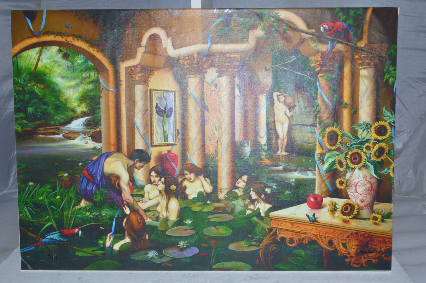 Water Nymphs Painting By Orlando Quevedo -  Size: 29"L x 20"W