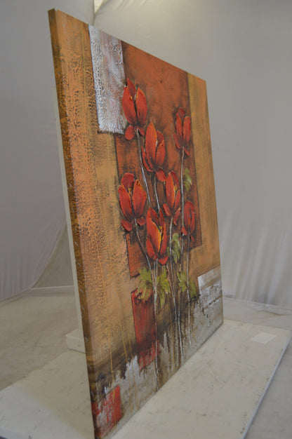 Floral In Red Painting by W. Tinkin -  Size: 30"L x 30"W