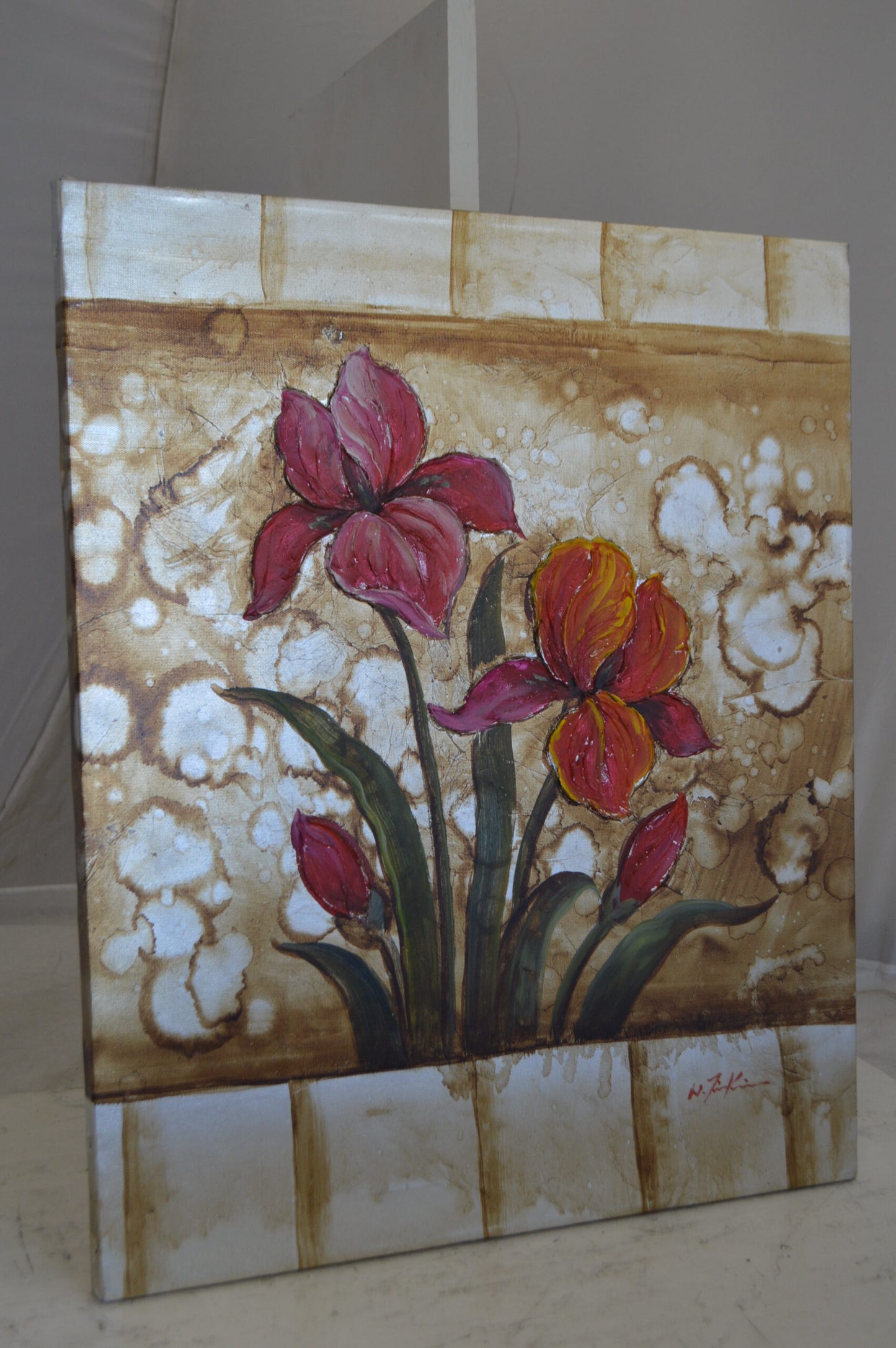 Floral Painting by N. Frankin -  Size: 20"L x 24"W