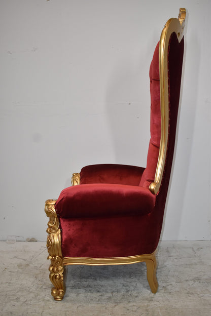 Kings Chair Red and Gold Colors - Giant Size Size: 30" x 35" x 71"H