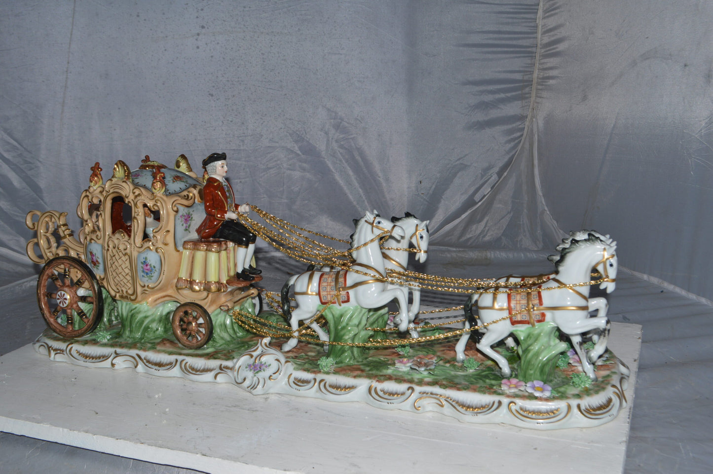 Porcelain Carriage with Princess -  Size: 32"L x 10"W x 11"H.