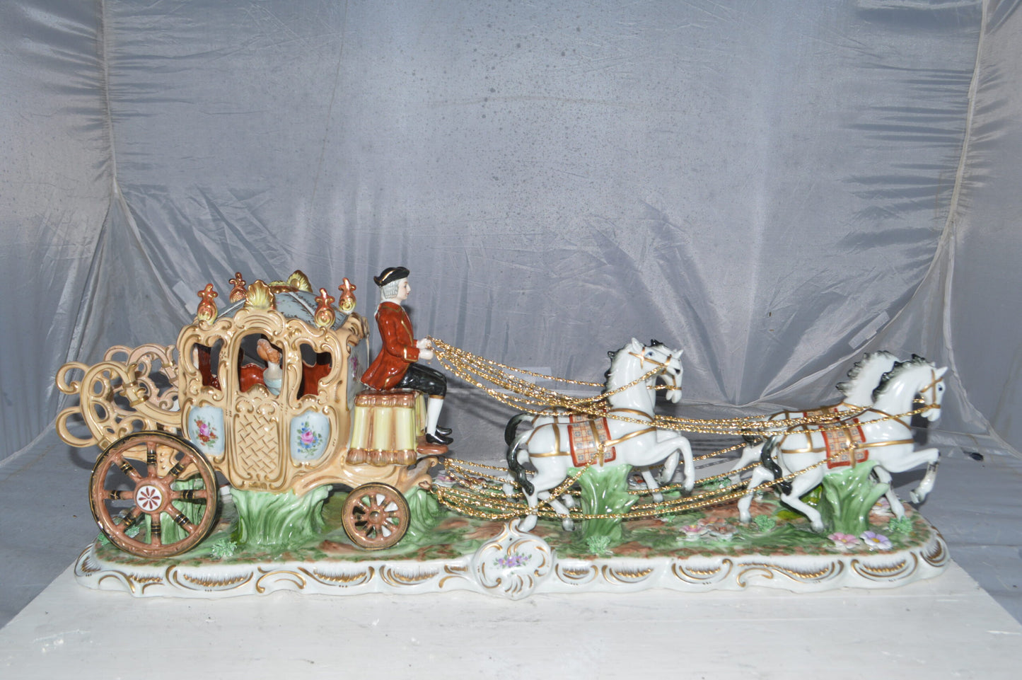 Porcelain Carriage with Princess -  Size: 32"L x 10"W x 11"H.